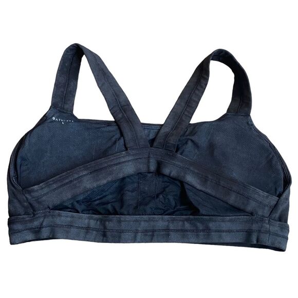 Athleta Size L Black Stonewash‎ Strappy Sports Bra Padded - Picture 3 of 6